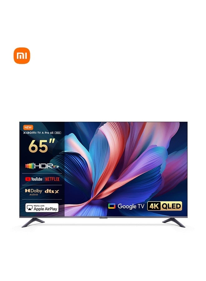 Compare TV A Pro 65 2026 | Google TV | 4K QLED Display | Dolby Audio, DTSX, And DTS Virtual:X | Premium Metal Finish| 360° Bluetooth Remote Control L65MBFPEU black at KSA Price