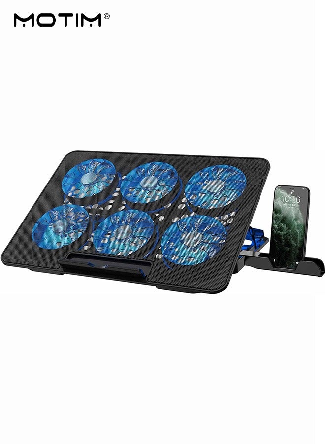 Compare Gaming Laptop Cooling Pad with Phone Stand, Gaming Laptop Cooler Suitable for 6 Cooling Fans Stand, Laptop Cooler Stand for Desk and Lap Use, 6 Height Adjust, Switch Control Fan Speed, 2 USB Ports Powered & Phone Hold at KSA Price