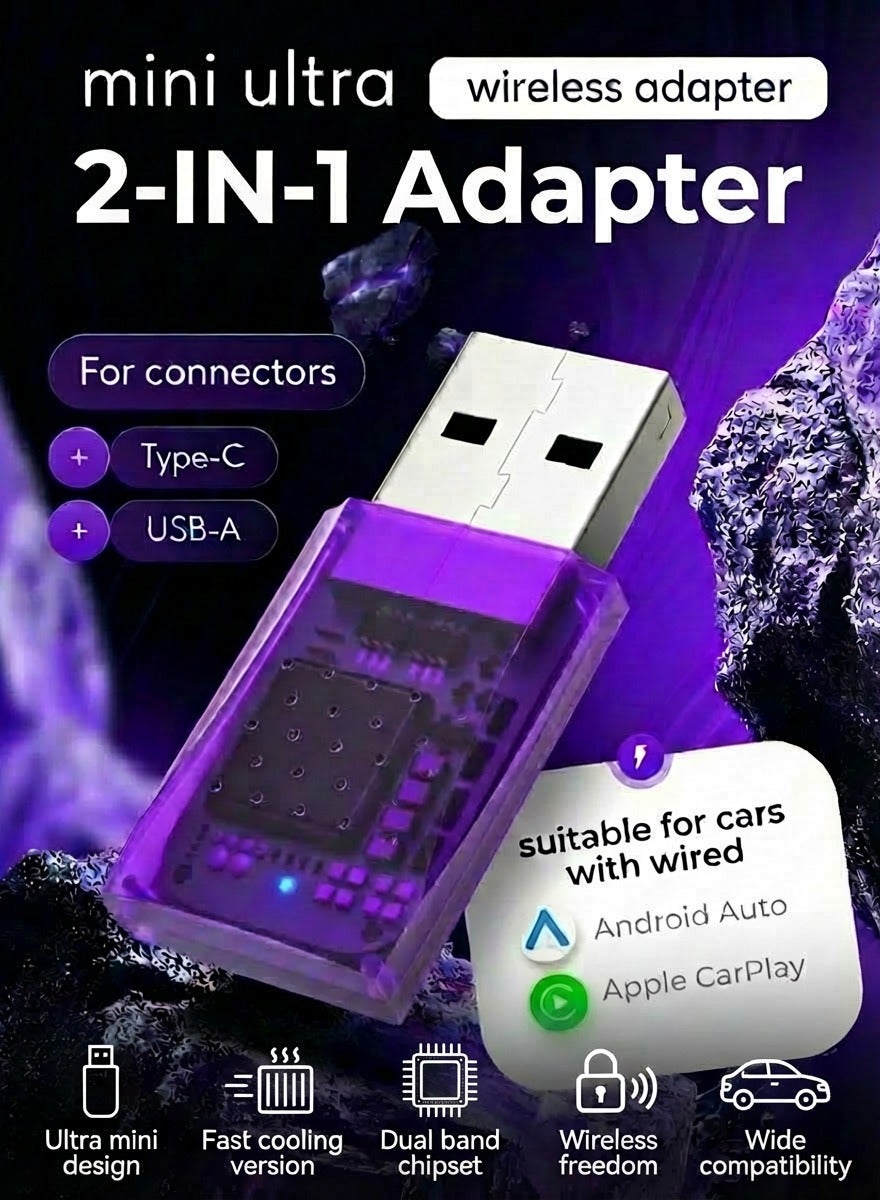 2-in-1 Wireless CarPlay & Android Auto Adapter,…