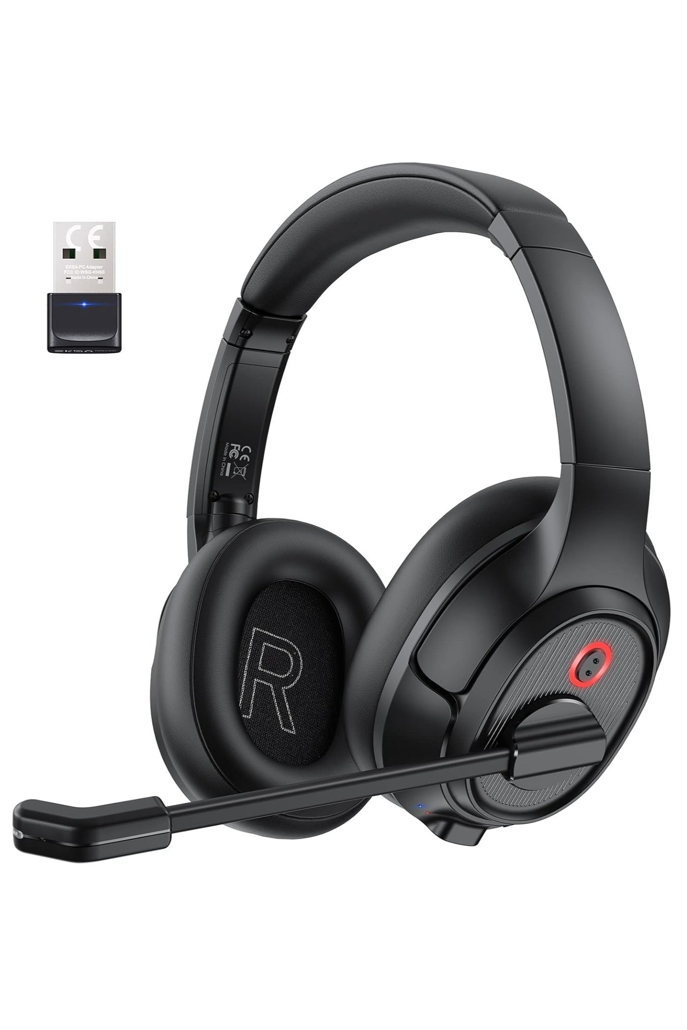 Compare Bluetooth Headset for PC, Wireless Computer Headphone with AIPowered Environmental Noise Cancelling Microphone & 2.4G USB Dongle, 55H Playtime, Over Ear Comfort Office Headset for Work, Laptop, Zoom at KSA Price