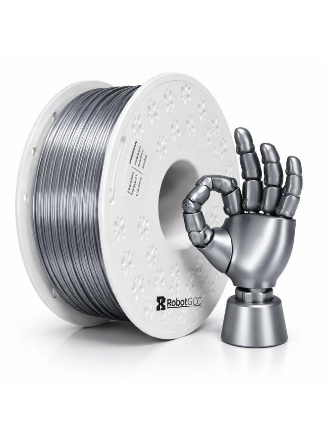 Compare Silver Silk PLA 1.75mm Filament 1KG for 3D Printer, Shiny Metallic PLA Filament, Smooth Surface Finish, Easy Printing Material, Low Odor, High Precision Filament, FDM Compatible with Ender 3 V2 Bambu Lab Anycubic Kobra Elegoo Neptune Prusa i3 at KSA Price