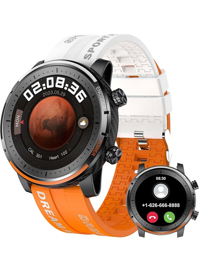 Compare Smartwatch for Men, 1.3 HD Touch screen Fitness Tracker with Sleep Heart Rate Monitor, 123 Sport Modes, Smartwatch for Android iOS,Orange at KSA Price