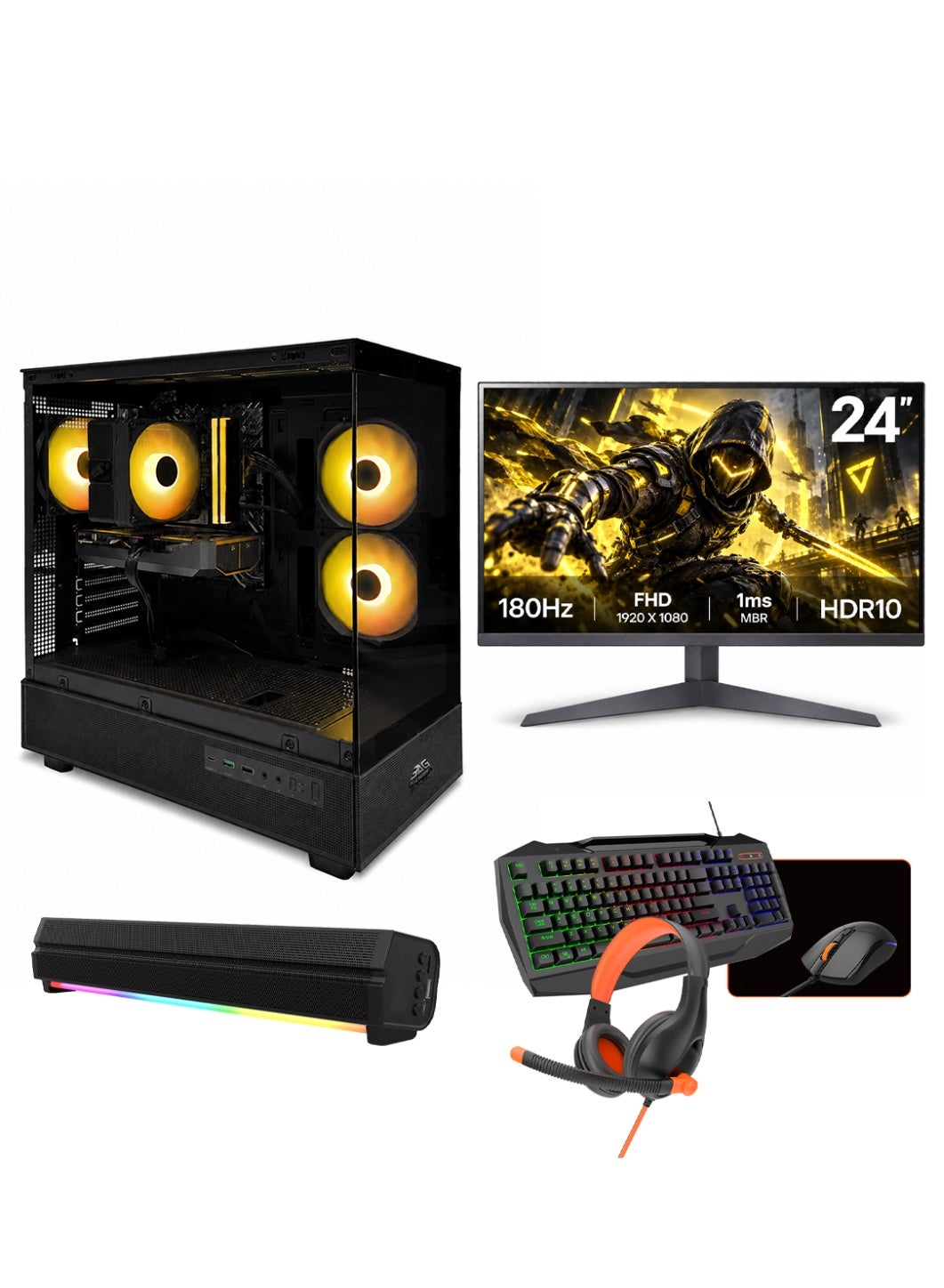 Compare Gaming PC Bundle Intel Core i514400F NVIDIA RTX 5060 Ti 8GB 16GB RAM 1TB NVMe SSD 24 FHD 180Hz Monitor Keyboard Mouse Headset Soundbar Windows 11 Pro Black at KSA Price