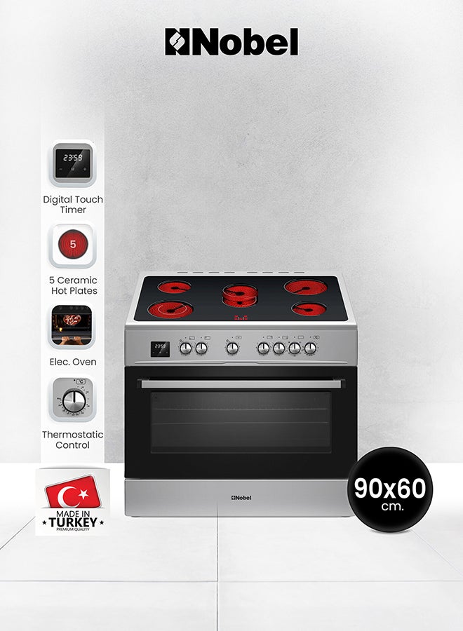90x60 Electric Cooking Range with 5 Black Ceran Burners,…