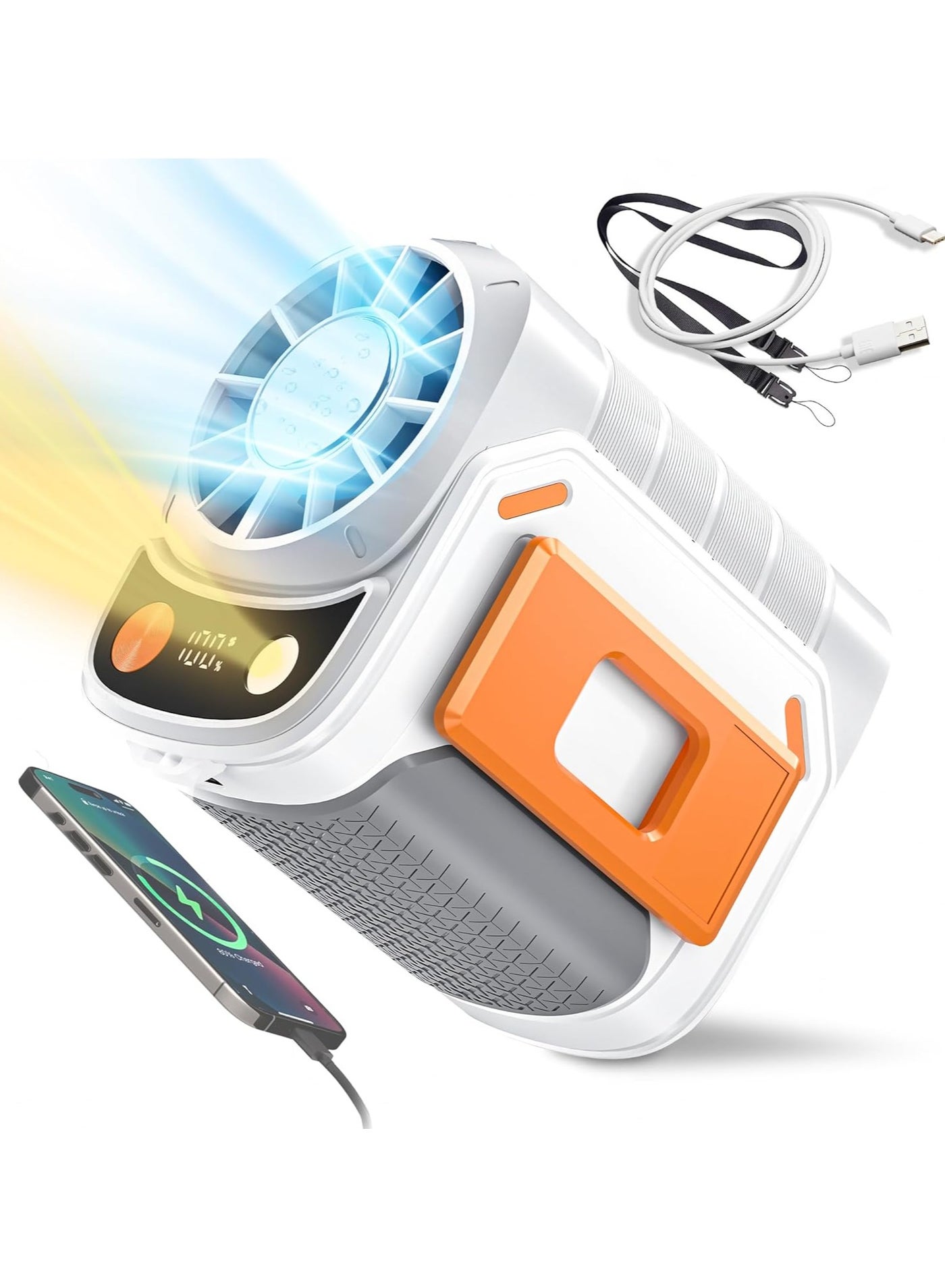 Compare Portable Waist Neck Fan, FiveSpeed Adjustment with Icy Cooling Chip, Rechargeable Belt Clip Fan for Outdoor, Hiking,Construction, Farm Work at KSA Price