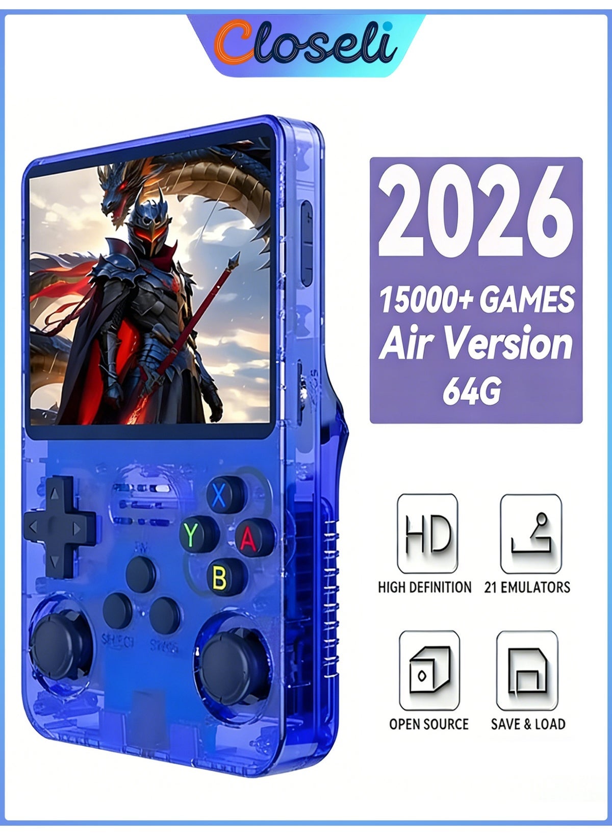 Compare R36S Retro Handheld Game Console,Portable Game Console,Mini Arcade Game Machine, with 64G TF Card, 3.5 Inch IPS Screen, Builtin 64GB TF Card, Open Source Linux System, OTG Support, 256GB Expandable, Birthday & Holiday Gifts at KSA Price