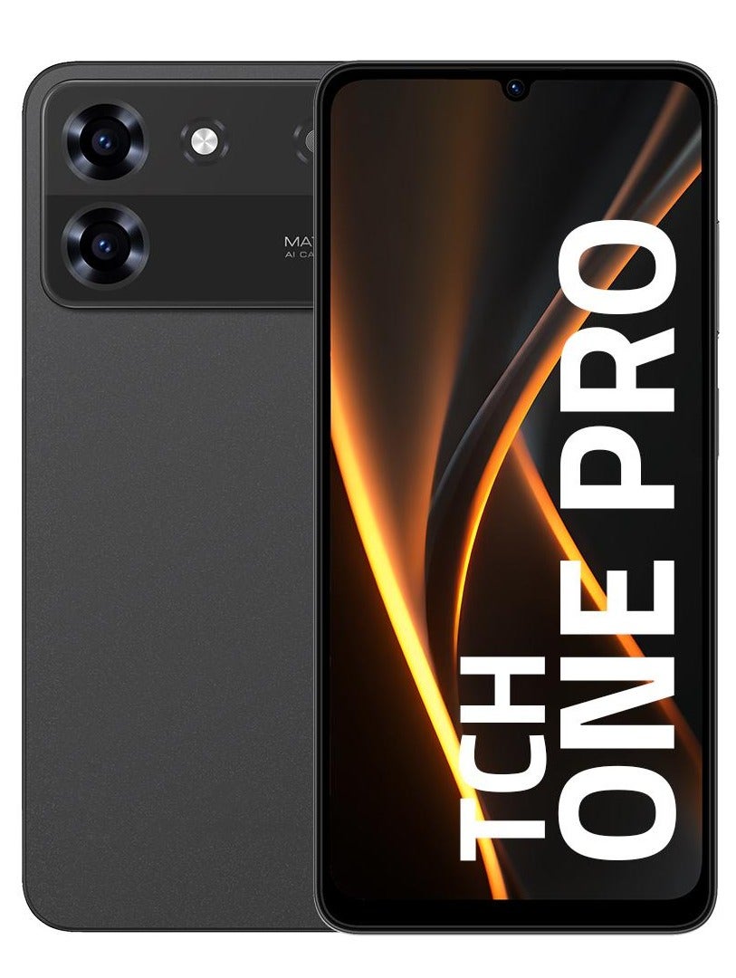 Compare TCH ONE PRO BLACK SMARTPHONE 6GB Physical RAM + 6GB Virtual RAM 128GB ROM International Version Dual Sim with transperent cover case in box at KSA Price