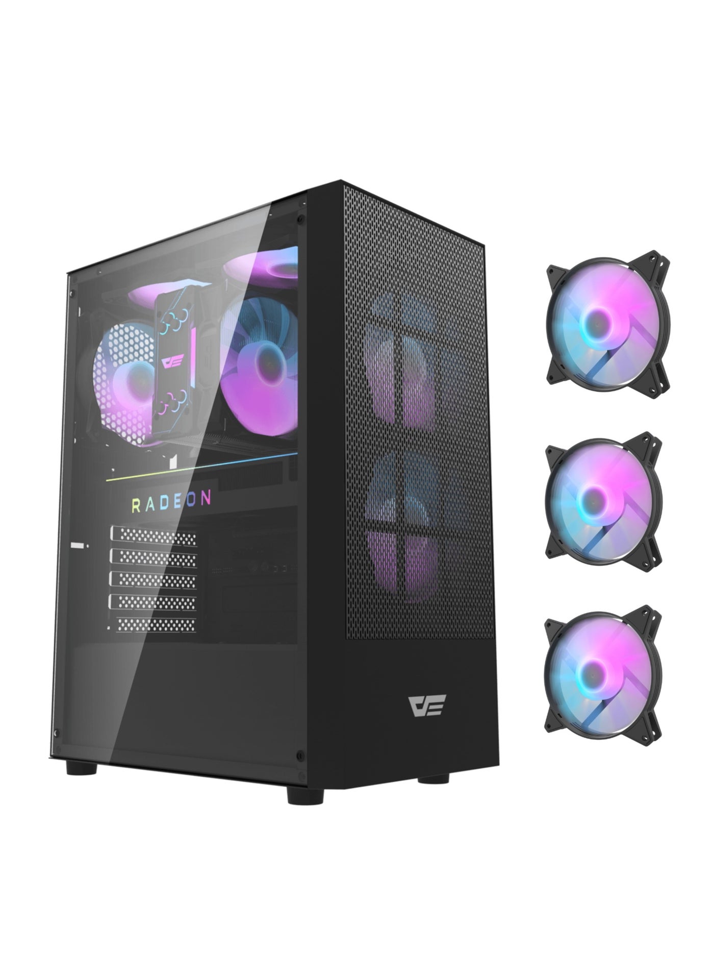 Compare Darkflash A290  ATX  MATX ITX Gaming PC Case With PreInstalled 3 ARGB Fan, USB 3.0 For HighSpeed Data Transmission, Tempered Glass Side Panel | Industrial Style Front Panel Computer Case at KSA Price