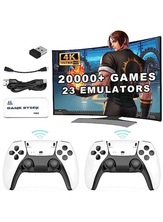 Compare Wireless Retro Game Console, Plug and Play Video Game Stick, Dual 2.4G Wireless Video Game Consoles 4K HDMI Output Support up to 129GBWhite at KSA Price