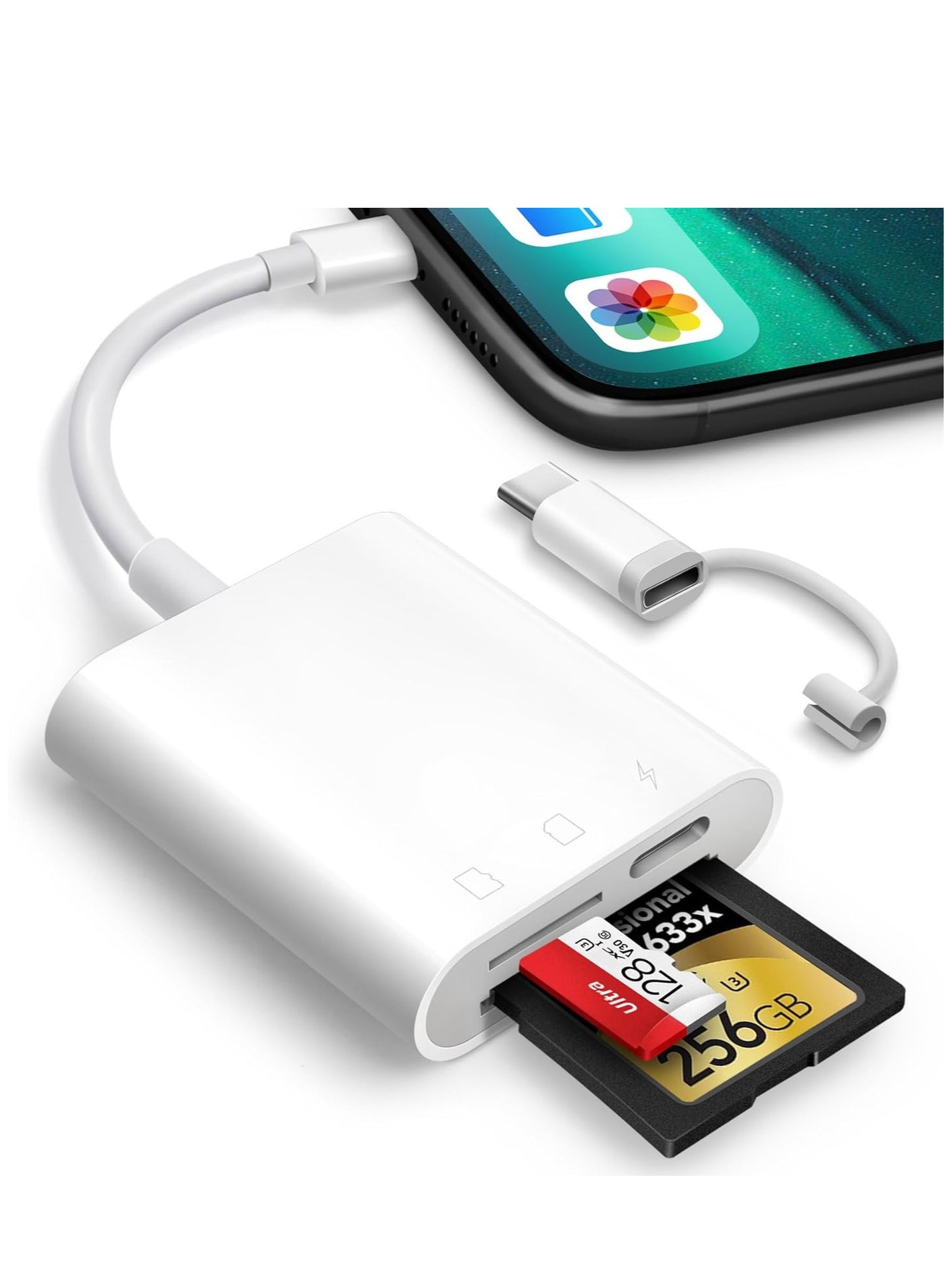 Compare SD Card Reader for iPhone iPad,Oyuiasle Trail Game Camera SD Card Reader Viewer,Memory Card Reader Adapter with SD & MicroSD Card Slots,Plug and Play at KSA Price