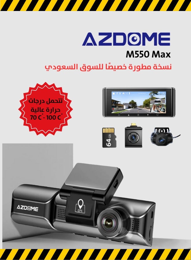 4K Dash Cam 3 Channel Dash Cam Front Rear…
