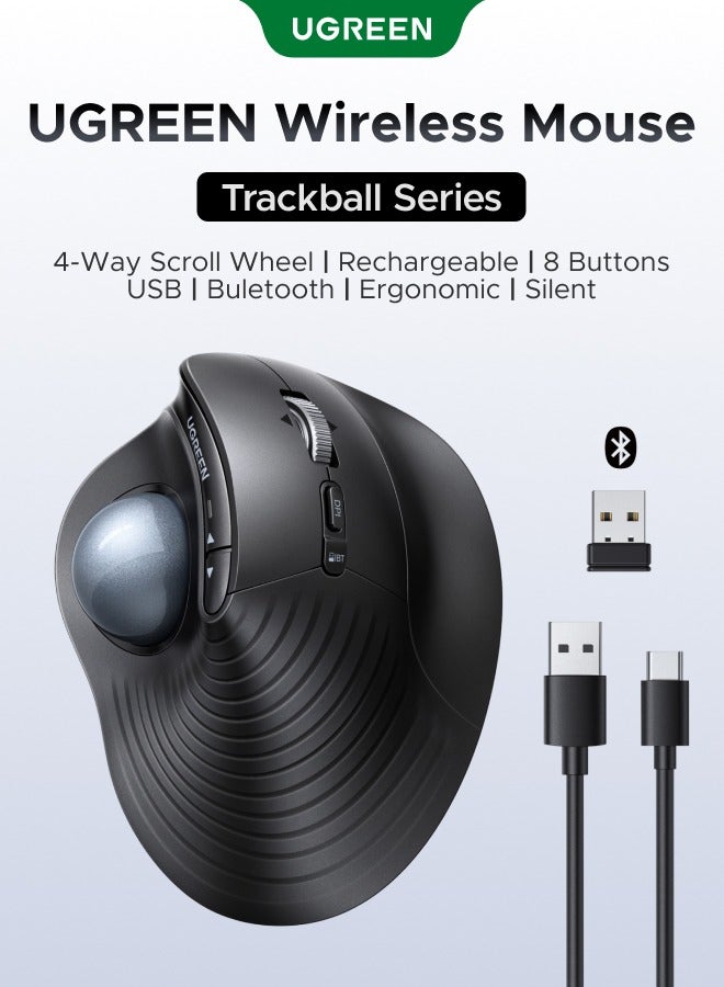 Compare Wireless Vertical Trackball Mouse Bluetooth 5.4 & 2.4G Ergonomic Mouse Rechargeable Multi Device Office Mouse with 9 Buttons 5 DPI Levels for Laptop PC Mac WFH Design Work black at KSA Price
