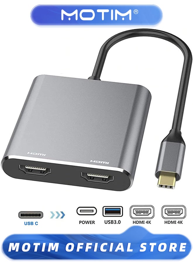 Compare USB C Docking Station USB C Hub HDMI Adapter 4 in 1 Multiport Dongle with Dual HDMI USB C 60W PD Port USB3.0 for Windows & Android & Mac Book Pro Air & USB C Laptops at KSA Price