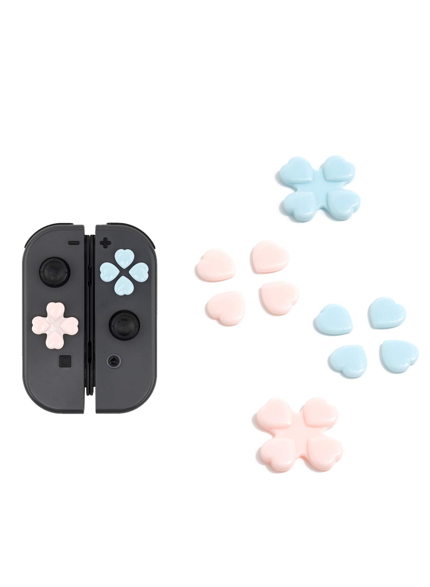 Compare 4PCS Thumb Grips Joystick Grip Button Caps,  Heart Button Caps Joystick Cover Compatible with Nintendo SwitchOLED Pink & Blue at KSA Price