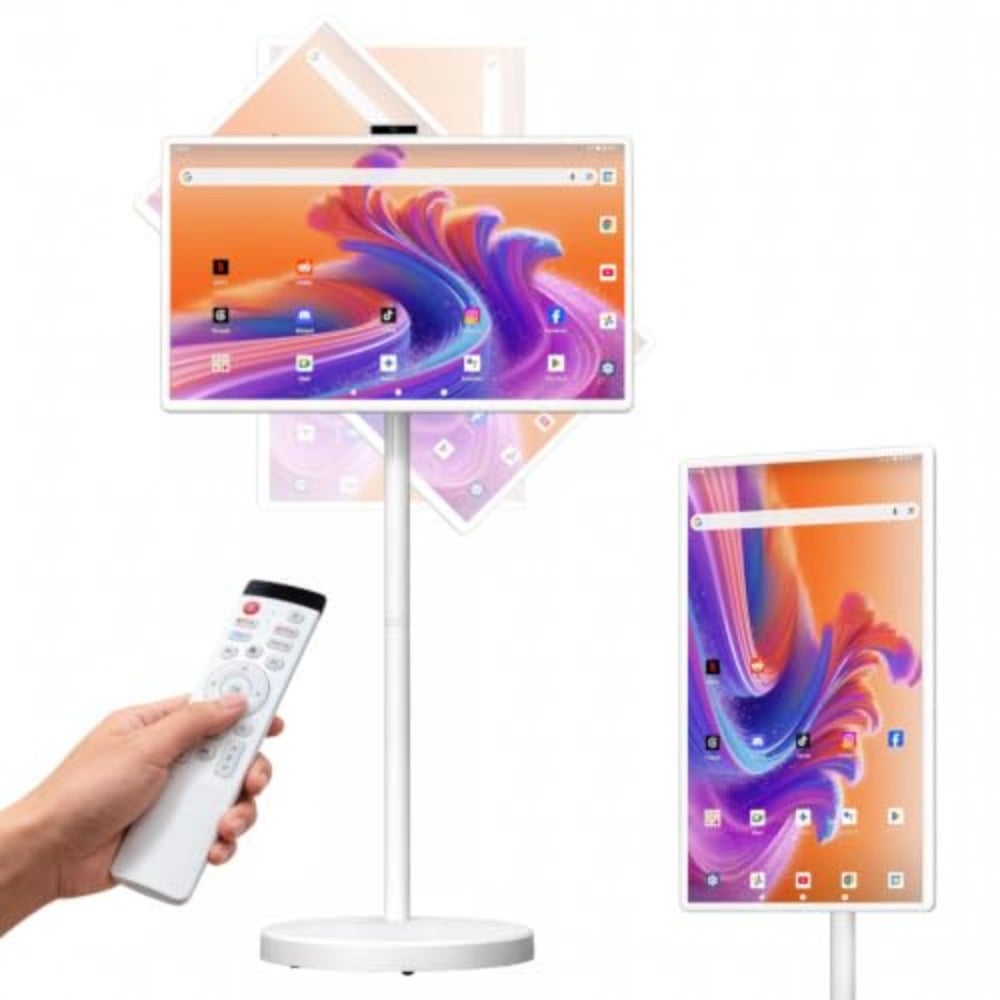 Compare Portable TV  Android 15 Touchscreen  Adjustable Rolling Stand  1080P IPS Display  HDMI USBC Wireless Casting  White at KSA Price