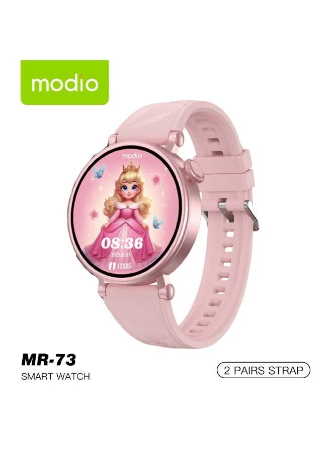 Compare MR73 Kids Smart Watch with Bluetooth Calling, Builtin Games, Fitness Tracker, Dual Color Straps, SOS Safety Alert, Pink – Fun & Interactive Watch for Boys and Girls at KSA Price