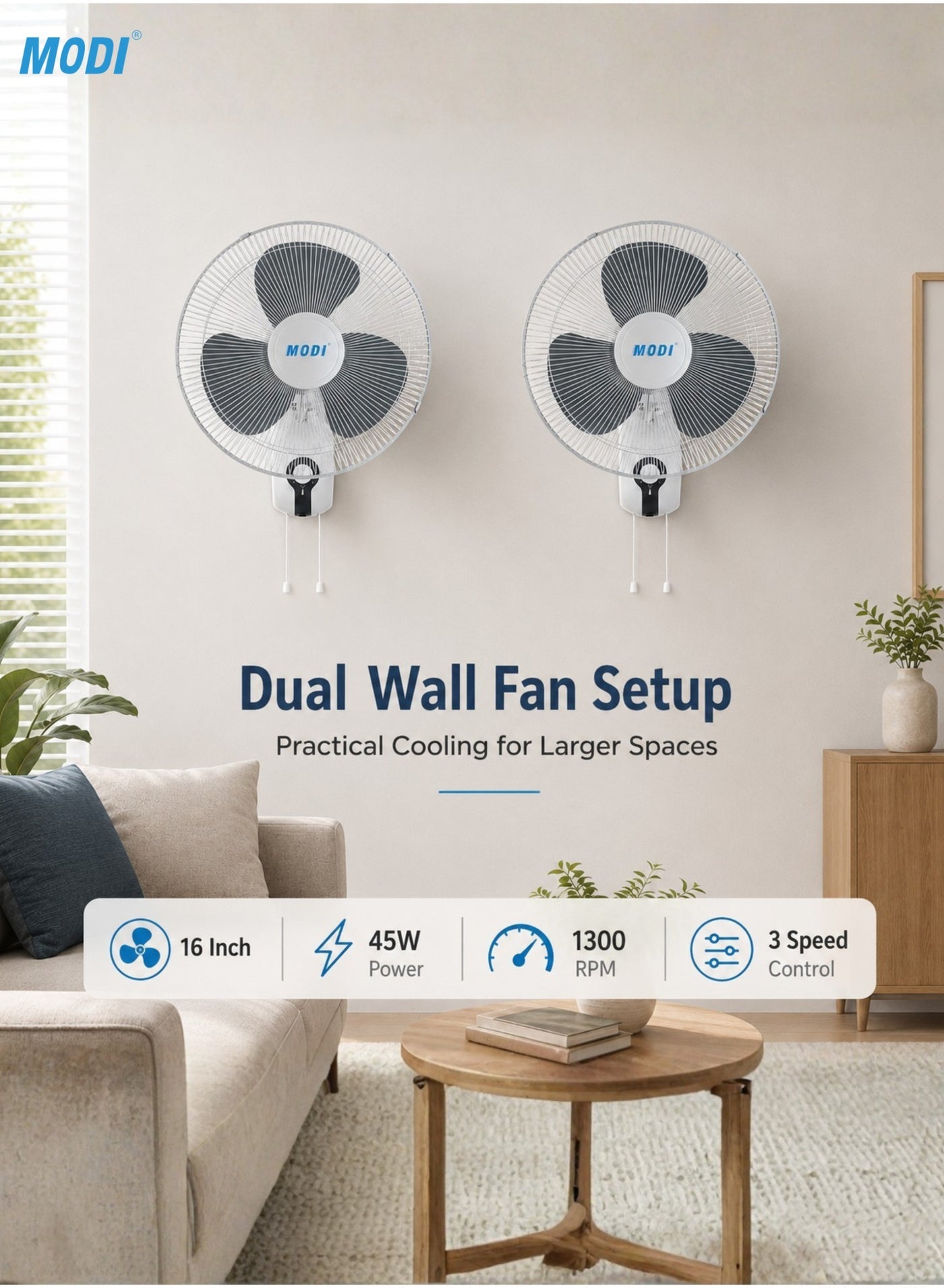 Compare 16Inch Wall Fan 3Speed Settings Powerful Airflow Silent Motor Oscillation & Timer Ideal for Home & Office 2 PC SET at KSA Price