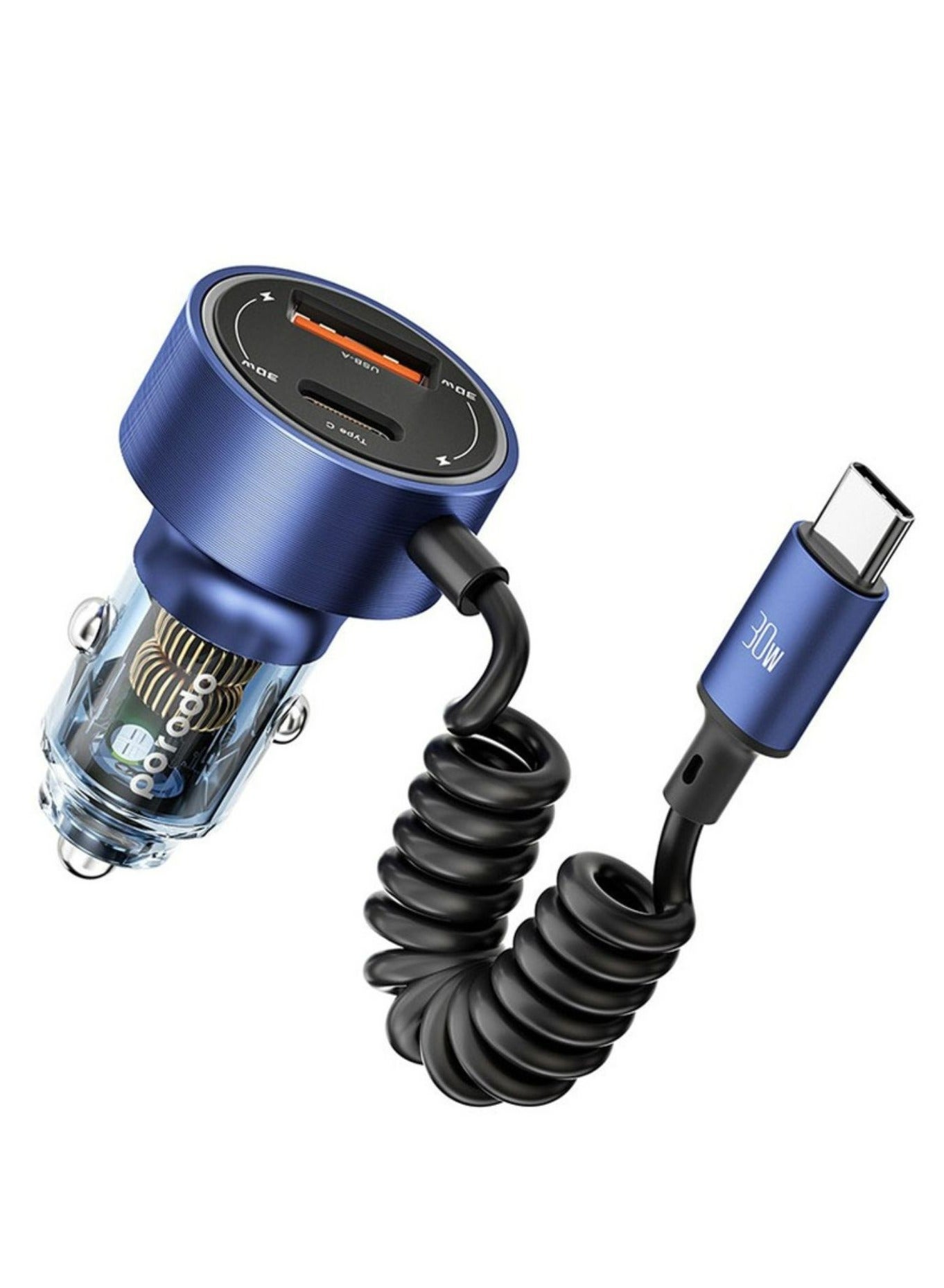 60W Transparent Dual Port Car Charger with PD…
