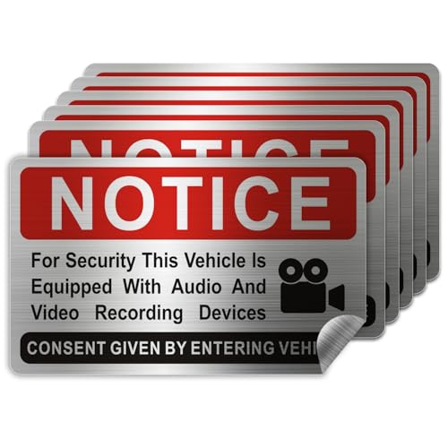 Compare 6 pieces Notice Vehicle is Equipped With Audio And Video Recording DevicesIn Car Camera Recording Stickers for Cars Brushed Silver33inx2in at KSA Price