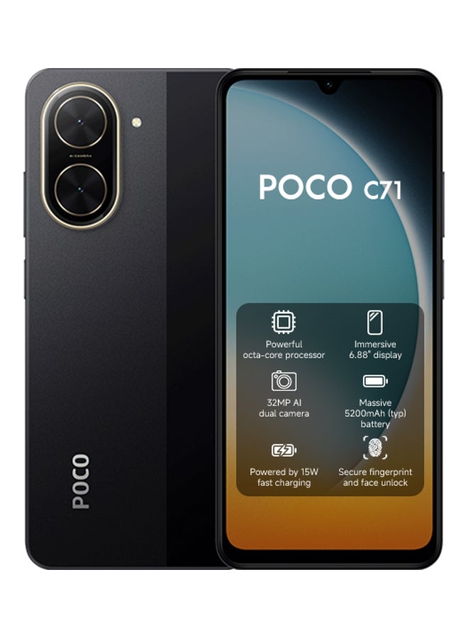 POCO C71 Dual SIM Midnight Black 4GB RAM…