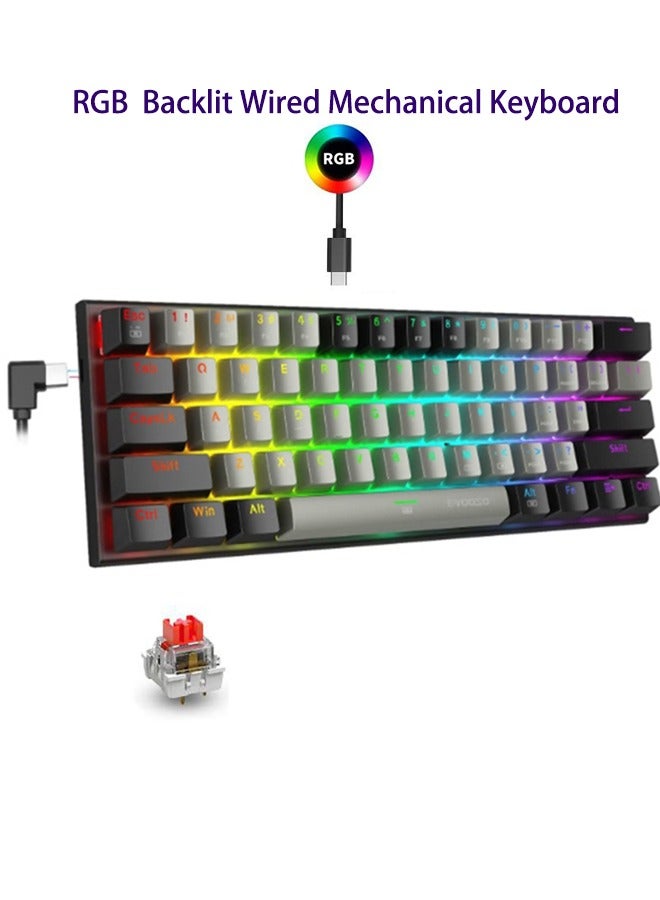 Compare Z11 61 Keys Wired Mechanical Keyboard, Gaming Keyboard Backlit Mini Keyboard For Desktop Laptop Black Gray Red Switch at KSA Price