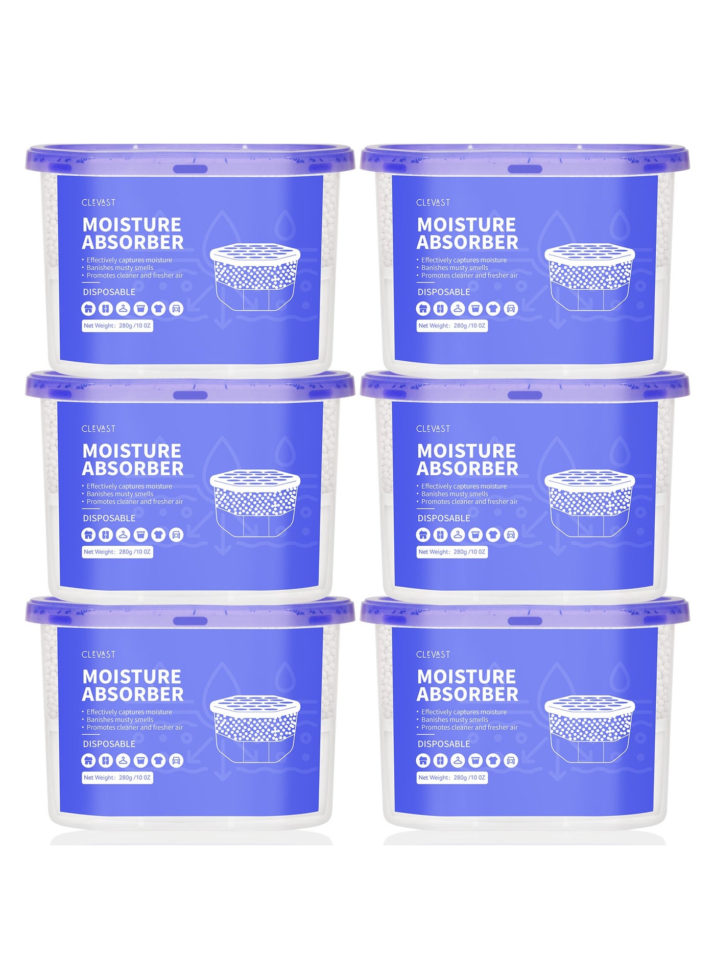 CLEVAST Moisture Absorbers Boxes 6 Pack, Dehumidifier…