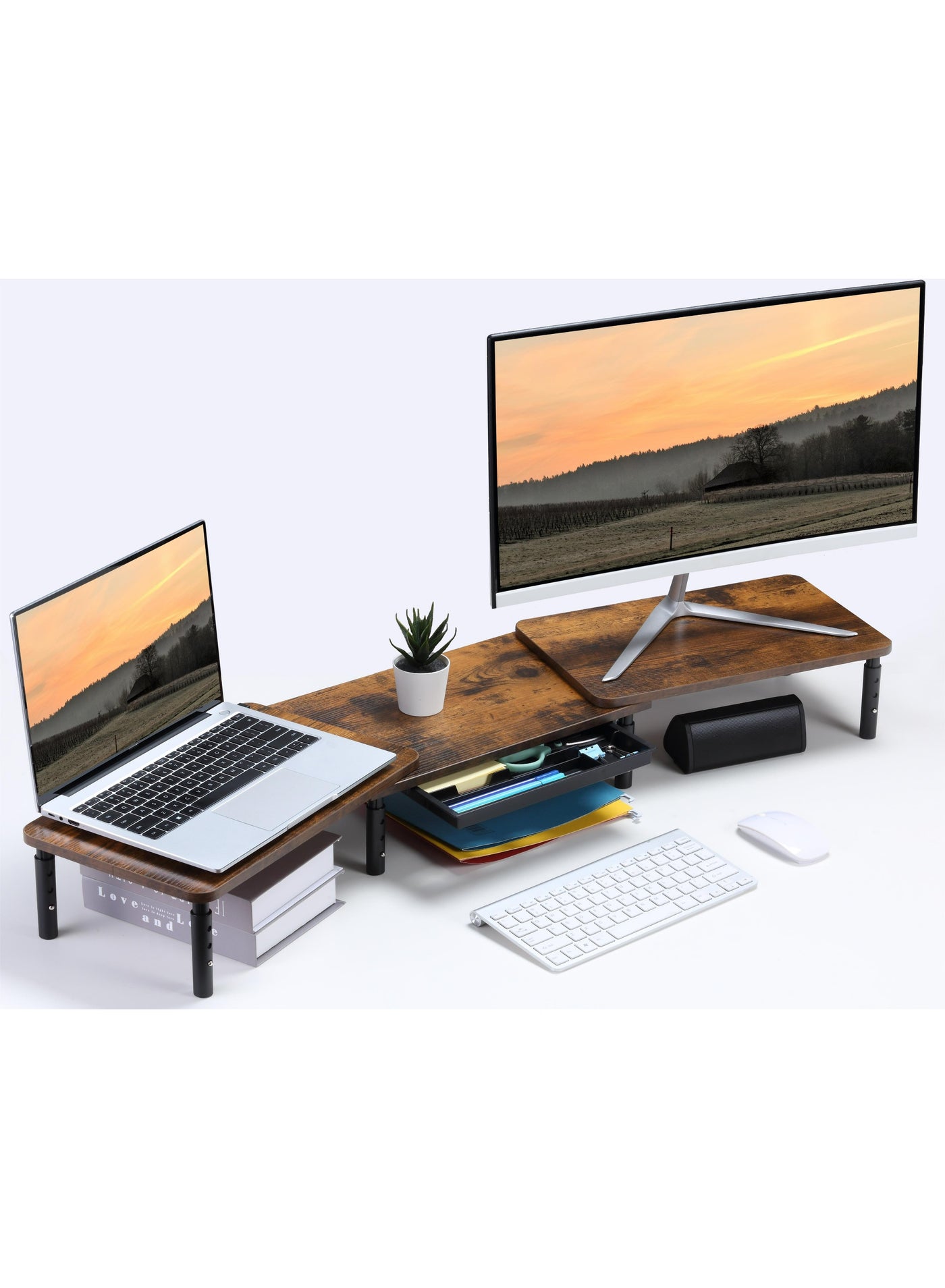 ETHU Dual Monitor Stand, Double Monitor Riser for…