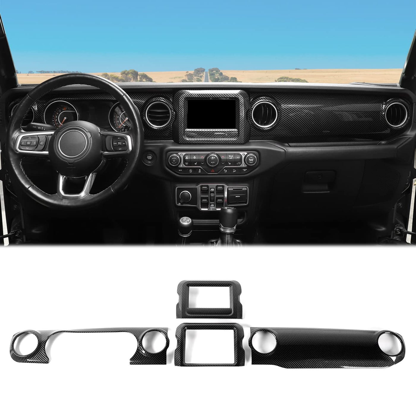 Compare JWWY Center ConsoleNavigation Dashboard Instrument Protection Cover Trim Panel Compatible with 20182023 Jeep Wrangler JL JLU Gladiator JT Interior Accessories 4PCS Carbon Fiber at KSA Price