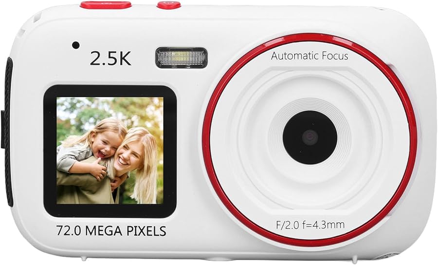 White Digital Camera 72MP 2 5K Dual Screen Autofocus…