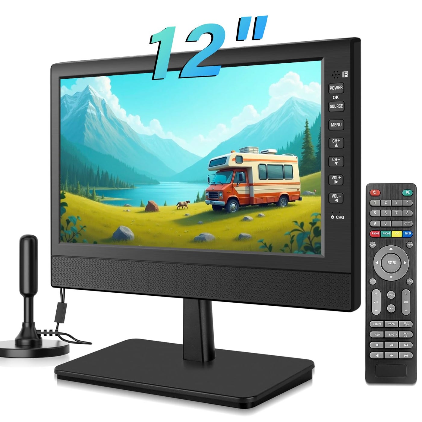 Compare Jexiop 12â€Portable Flat Screen TV,Small TV with Digital TunerHDMIUSBHeadphone JackACDC12V InputUse KitchenCaravan and Monitor at KSA Price