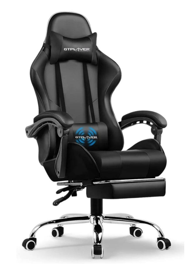 Compare GTPLAYER #1USA Ergonomic Gaming Chair with USB Massage Cushion, Footrest & Armrests – PU Leather Computer Video Game Desk Chair with Adjustable Lumbar Support & Headrest for Gaming & Office Black Black at KSA Price