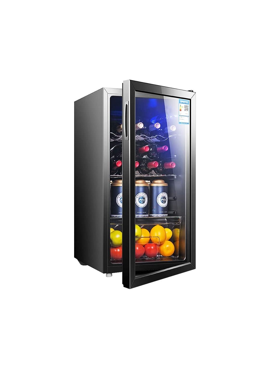 Compare 95L Large Capacity Refrigerator Beverage Refrigerator FourLayer Mini Refrigerator Silent Compressor Temperature Control Transparent Glass Door Suitable for Room at KSA Price