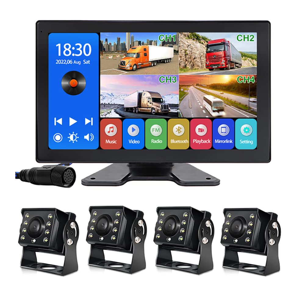 Compare EVERSECU 4K Car Backup Cameras System with 101 Touch Screen Quad Display Monitor 4pcs 1080P Backup AHD Cameras MP5 Player Vehicle DVR Recorder for RVTruckBusTrailerCamperVan at KSA Price