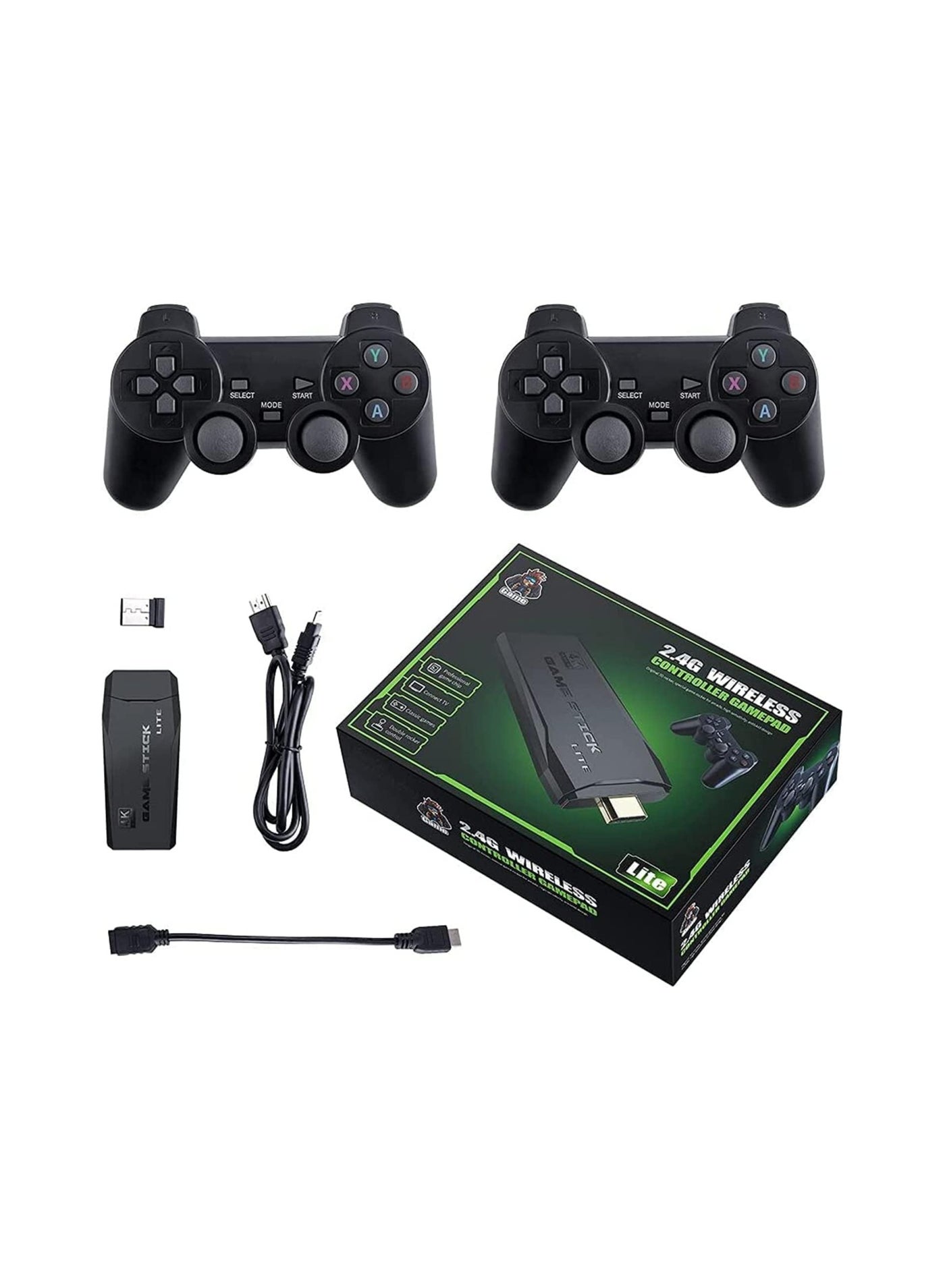Compare Classic M8 Game Stick 4K Game Console with Two 2.4G Wireless Gamepads Dual Players HDMI Output Built in 3500 Classic Games Compatible with Android TVPCLaptopProjector at KSA Price