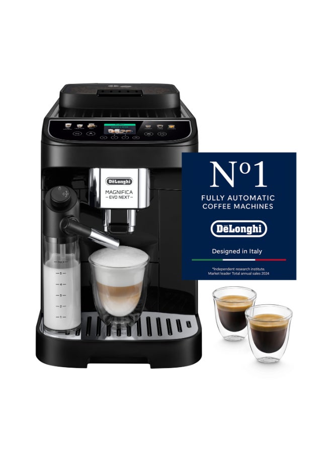 Compare Coffee Machine MAGNIFICA EVO NEXT Fully Automatic Bean to Cup Coffee Machine, 12+ Functions, Ideal for Espresso, Americano, Cappuccino, Latte, Macchiato & Many More Coffee Recipes 1.8 L 1450 W ECAM310.60.B Black at KSA Price
