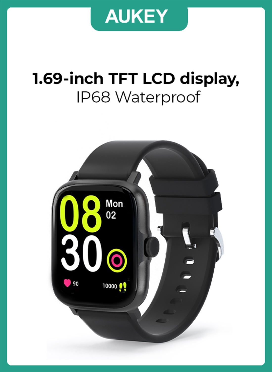 Compare Smartwatch 1.69inch TFT LCD display, IP68 Waterproof, 12 Days Battery Life Fitness Tracker with Sport & Health tracking & Customise faces SW1P Black at KSA Price