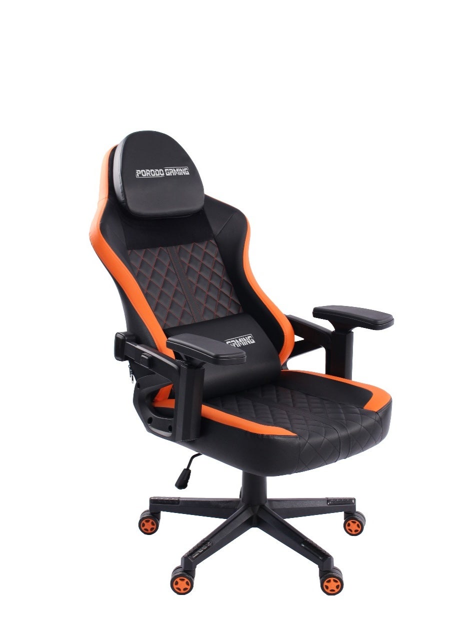 Compare Gaming Chair with Ergonomic Design & Premium Foam Blend  Headrest Support  Adjustable Armrest  Surface Material PVC  Frame Material: Iron  Back Recline: Adjustable Tilt with Lock BlackOrange at KSA Price