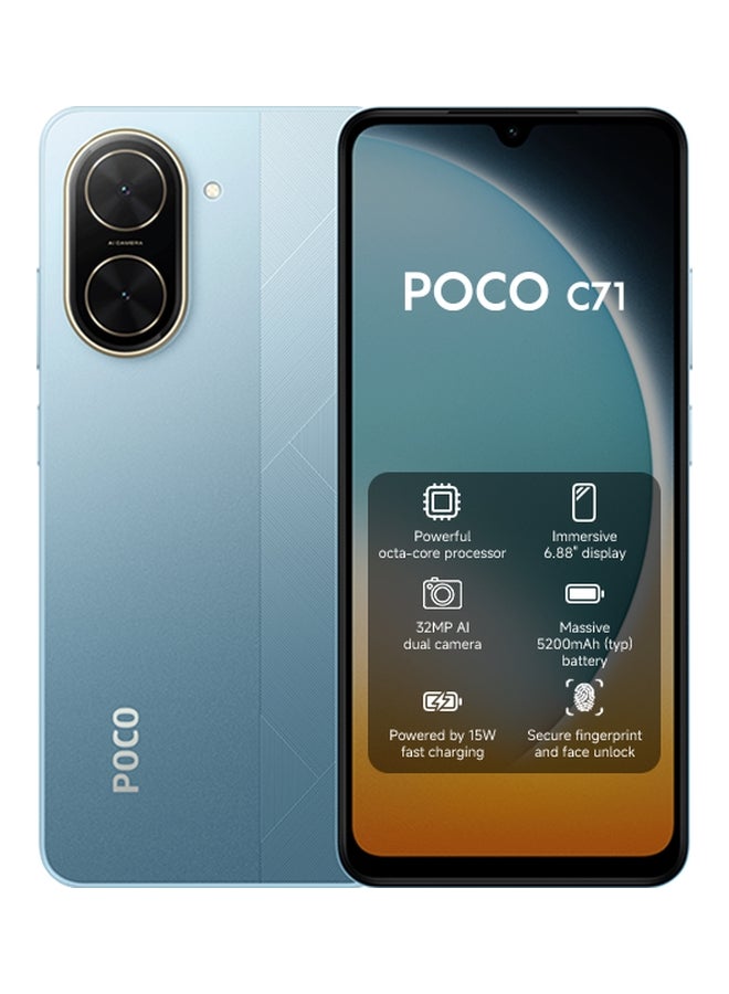 POCO C71 Dual SIM Ocean Blue 4GB RAM 64GB…