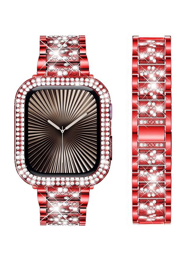 Compare Bands Compatible with Apple Watch Series 65  4  SE 44mm, Bling Rhinestone Diamond Metal Strap with Protective Case Cover Replacement for iWatch 44mm Women Men 44mm, Original Rose pink at KSA Price
