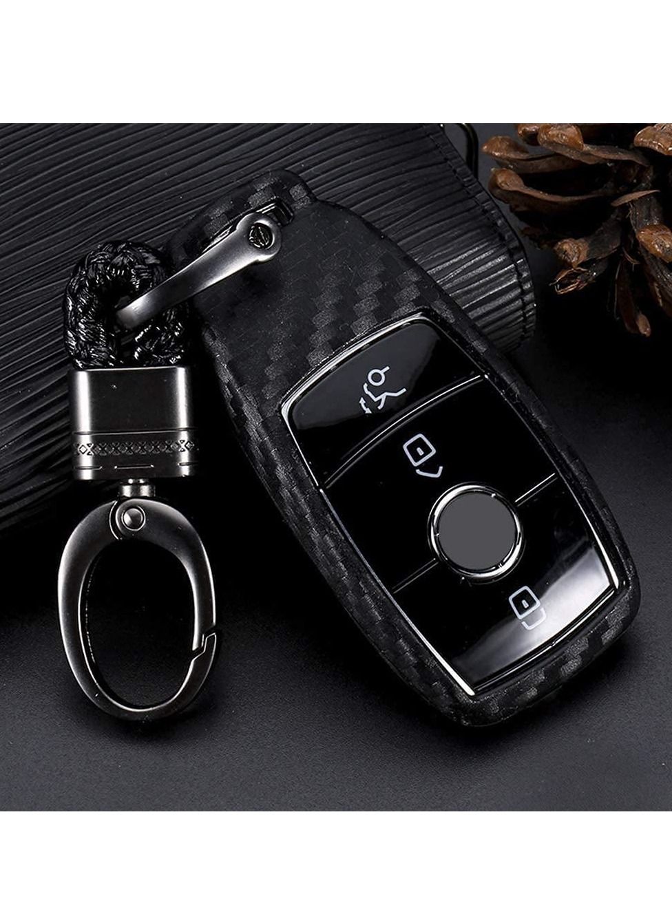 Compare Silicone carbon fiber catchy style smart keyless remote Key Fob case Cover For MercedesBenz EClass SClass W213 2016 2017 2018 2019 keychain at KSA Price