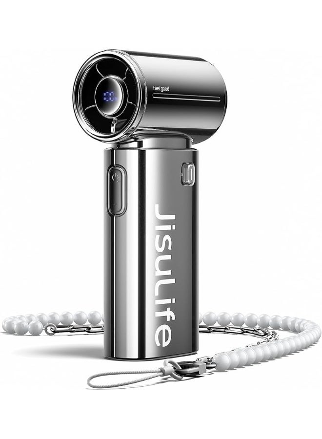 JISULIFE Handheld Fan Life9S - Sleek Chrome:…