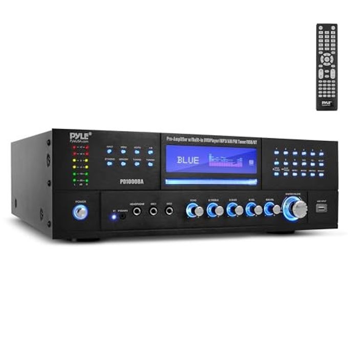Compare 4Channel 1000W Power Amplifier With Bluetooth Wireless Stereo Home Audio Receiver W Front Loading Cd Dvd Player, Fm Radio, UsbA, Headphone, 2 Microphone W Echo, Led, Rack Mount Pd1000Ba at KSA Price