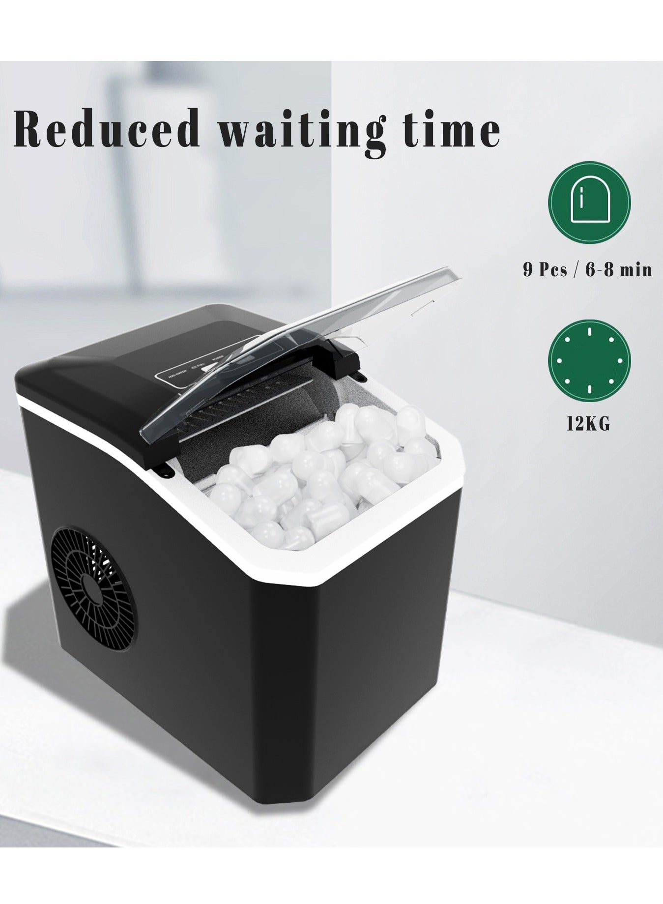 Compare Bullet Ice Cube Maker 12kg24 Hrs Ice Making Capacity with 9pcs Ice in 8 Minutes Per Cycle|1.3 L Water Container Capacity with LED Indicator 1.3 L 110 W Black at KSA Price
