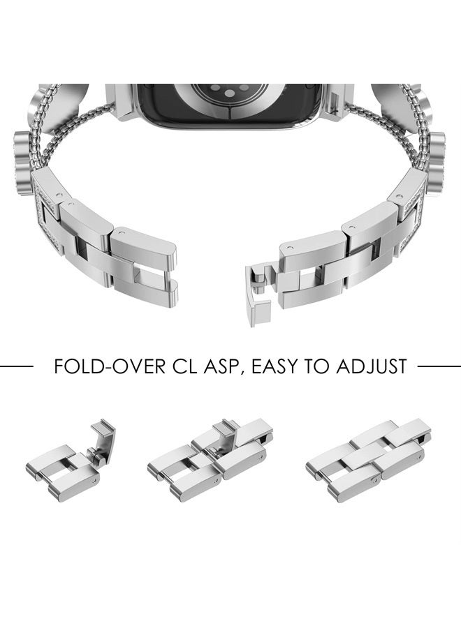 Compare Compatible for Apple Watch Band Series 8 Series 7 45mm 44mm SE Series 6 5 4 3 42mm, Sparkling Bling Diamonds Clover Leaf Bracelet for iWatch Band Womens, SilverBlack at KSA Price