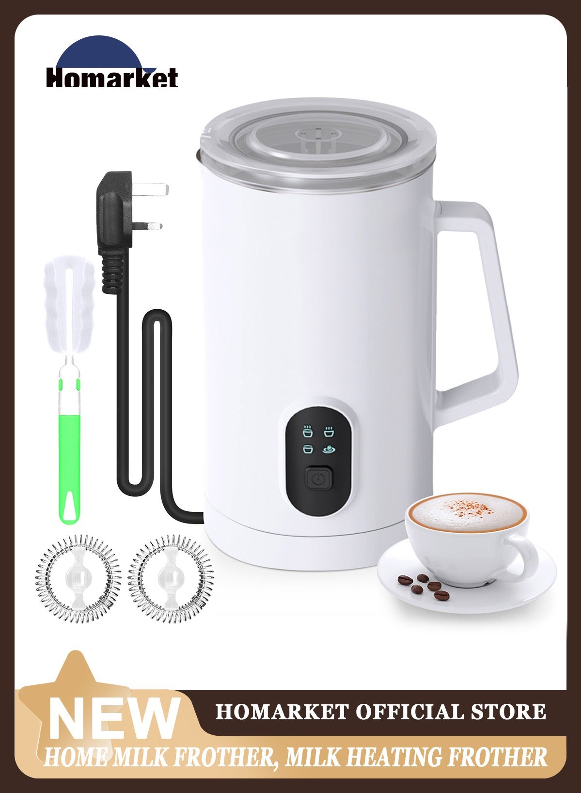Milk Frother, 4 in 1 Electric Milk Steamer,…