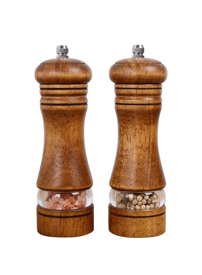 Compare X spring Pepper Grinder, 2 Pack Wood Salt and Pepper Grinder Mills Sets, Classic Manual Salt Grinder, Adjustable Ceramic Grinding Rotor, Refillable Pepper Mill Sets with Acrylic Visible Window at KSA Price