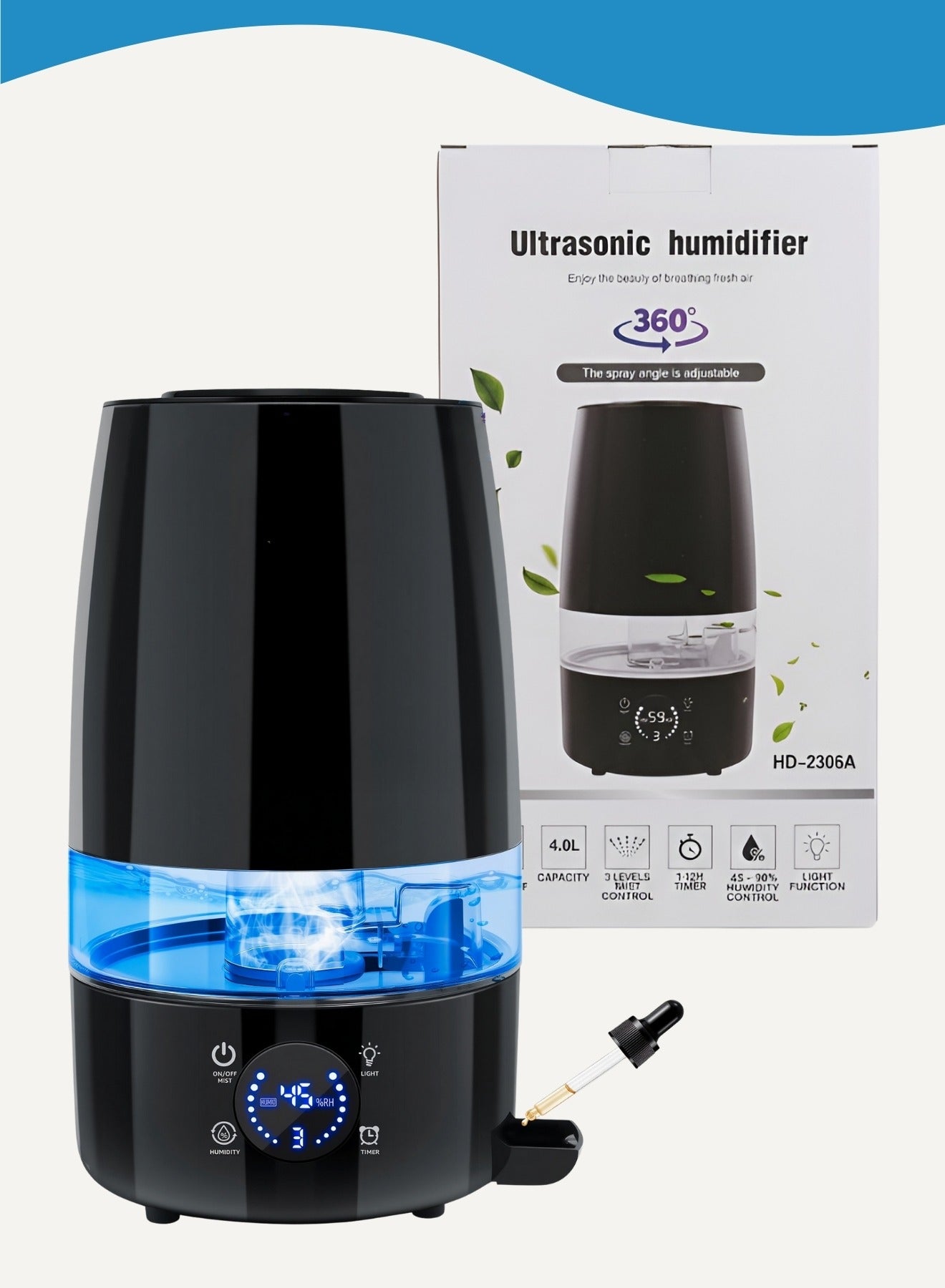 4L Ultrasonic Air Humidifier with 360° Mist Nozzle,…