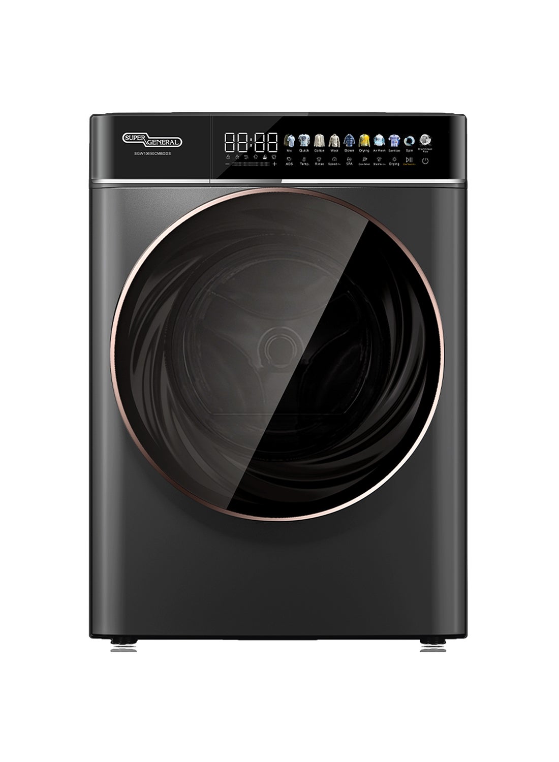 Compare 106 Kg Washer Dryer, 1400 RPM with Direct Drive Inverter Motor, 20 Programs with Air Wash, Auto Dose, Ozone Fresh, Smart LED Display SGW10650CMBDDS Dark Silver at KSA Price
