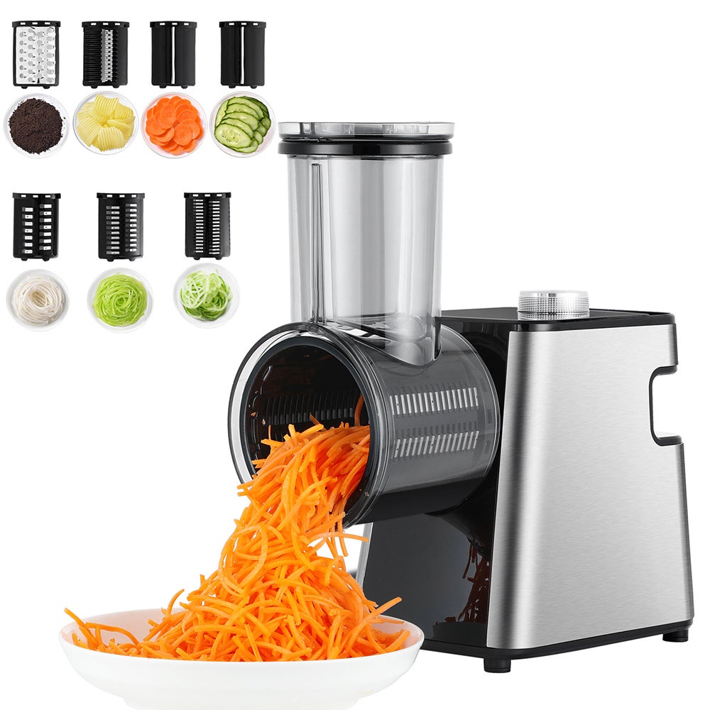 Compare 7 in 1 Professional Electric Cheese Grater and Slicer, 300W, for Vegetable, Block Cheese, Salad Maker, Shredded Carrot, Zucchini for Home Kitchen at KSA Price