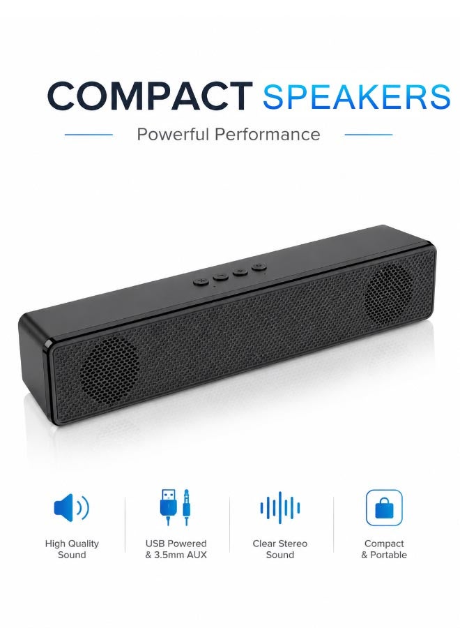Compare Computer Speakers, 2.0 Stereo Sound Bar, USB Powered Wired Speakers with 3.5mm Aux Input for Desktops, Laptops, Monitors, and Cell Phones at KSA Price